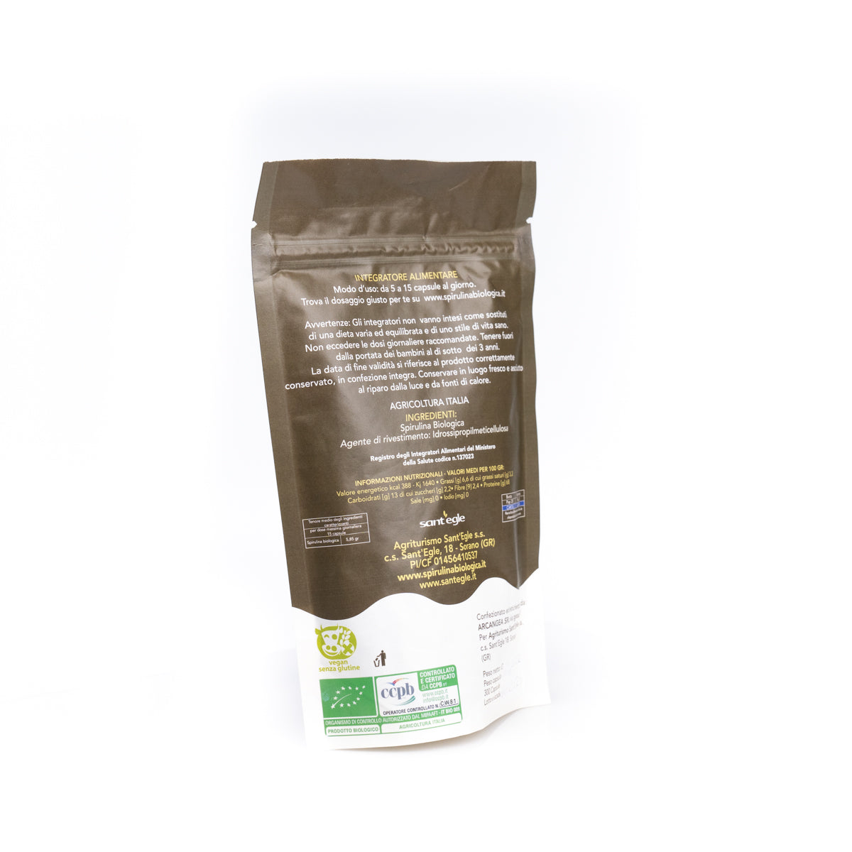 Organic spirulina in capsules