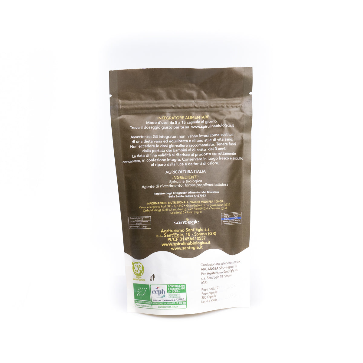 Organic spirulina in capsules