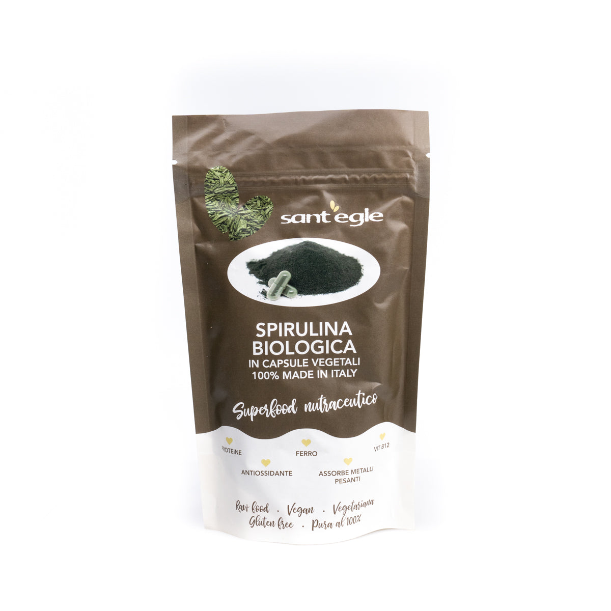 Organic spirulina in capsules