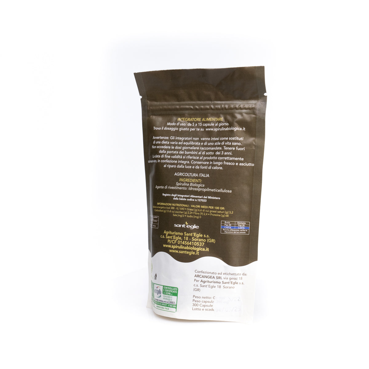 Organic spirulina in capsules