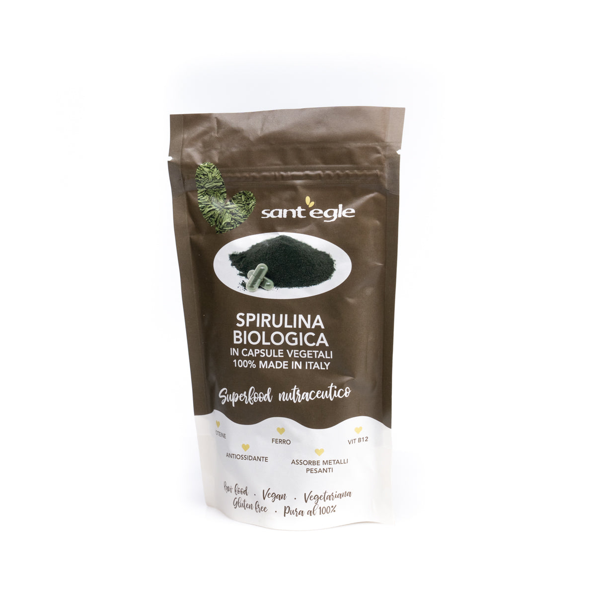 Organic spirulina in capsules