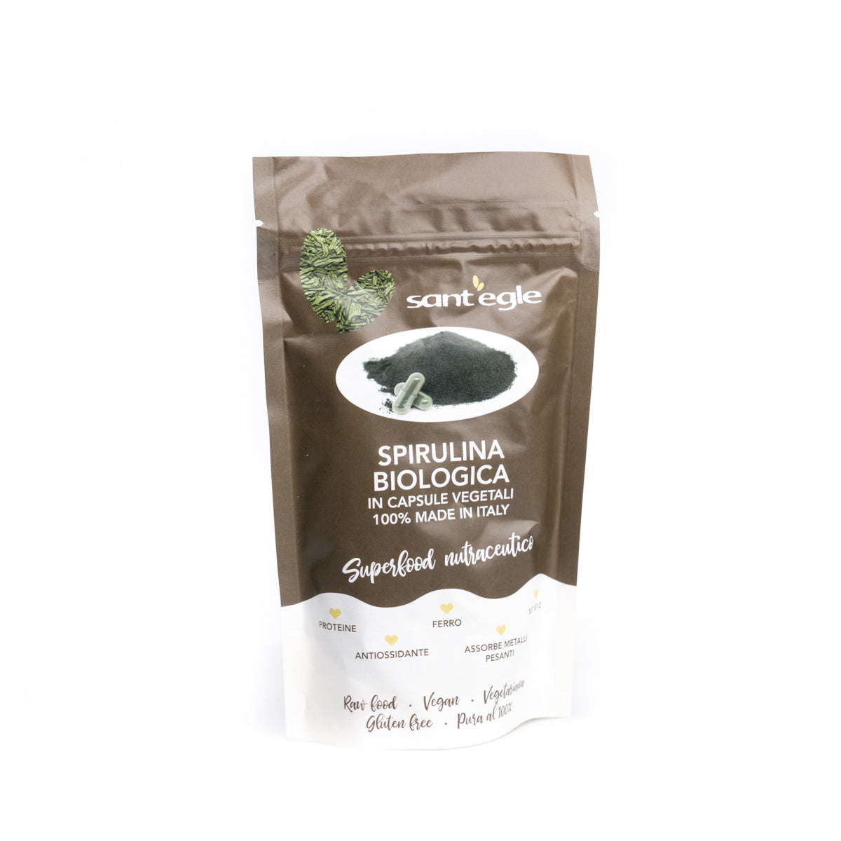 Organic spirulina in capsules