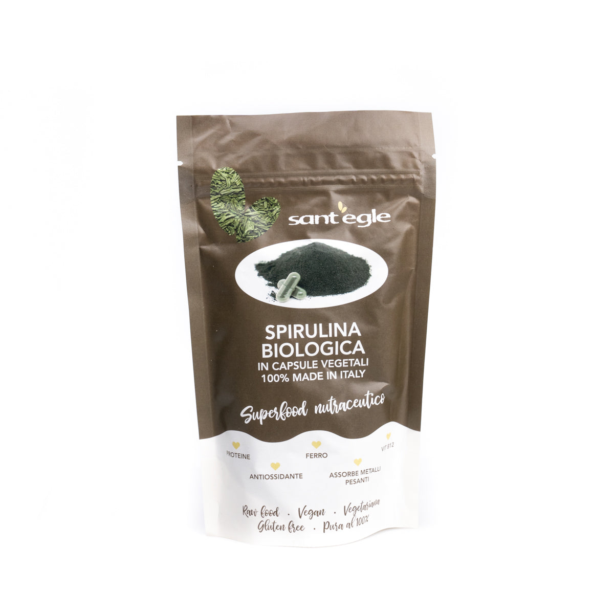 Organic spirulina in capsules