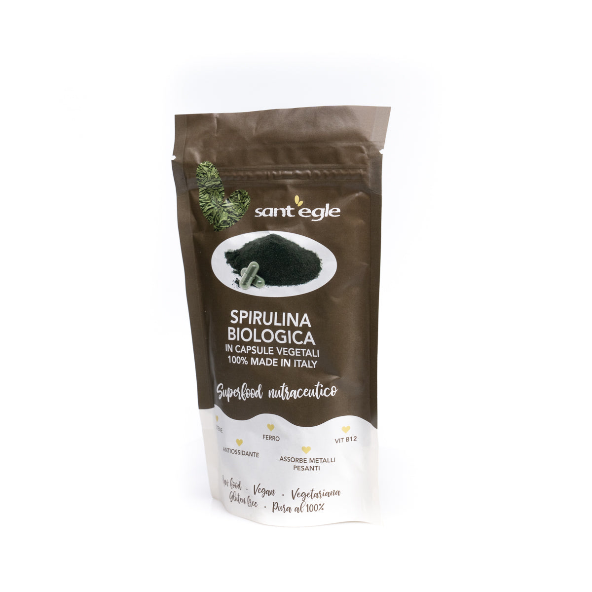 Organic spirulina in capsules