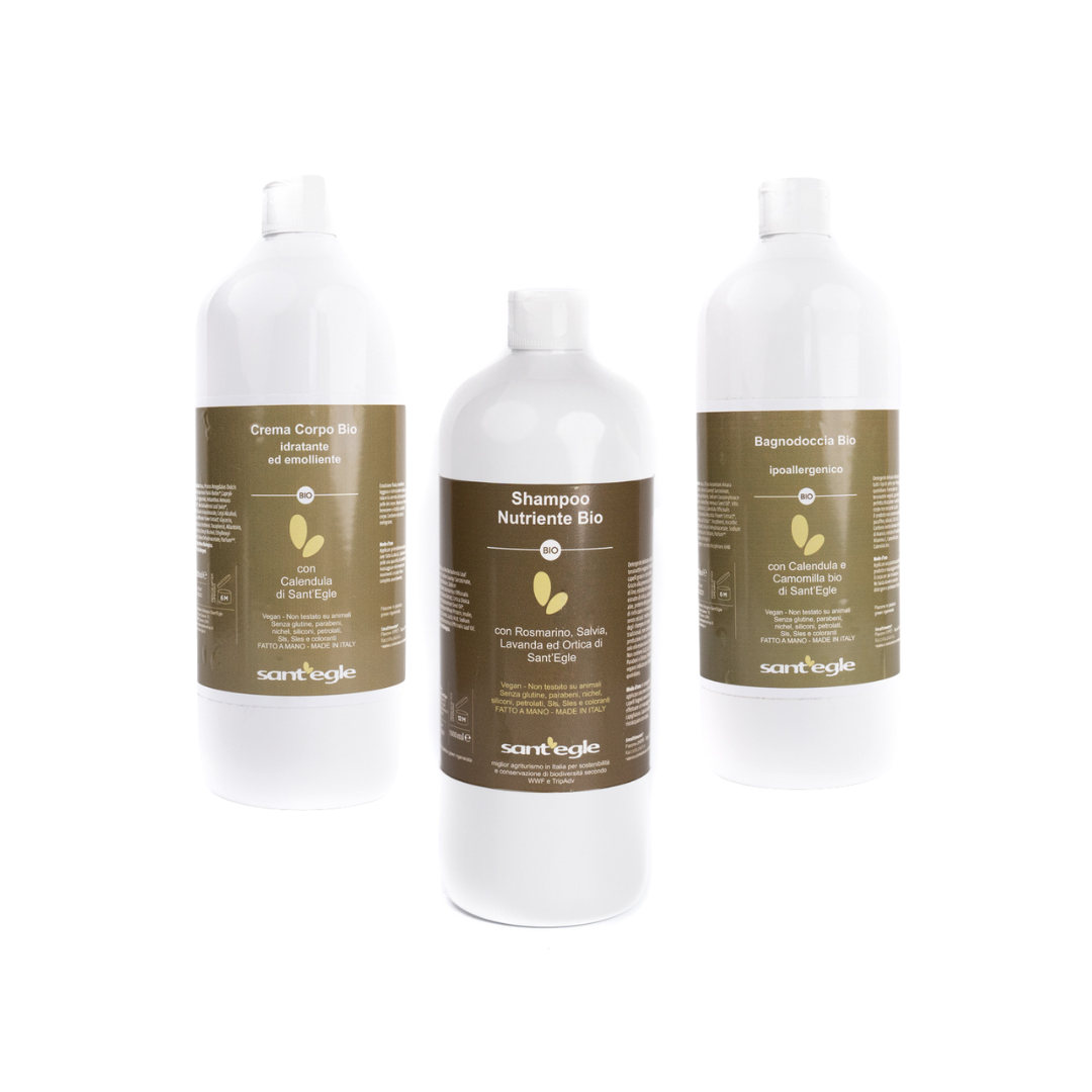 Tris Shampoo, Sapone, Crema corpo, tutto da 1 lt