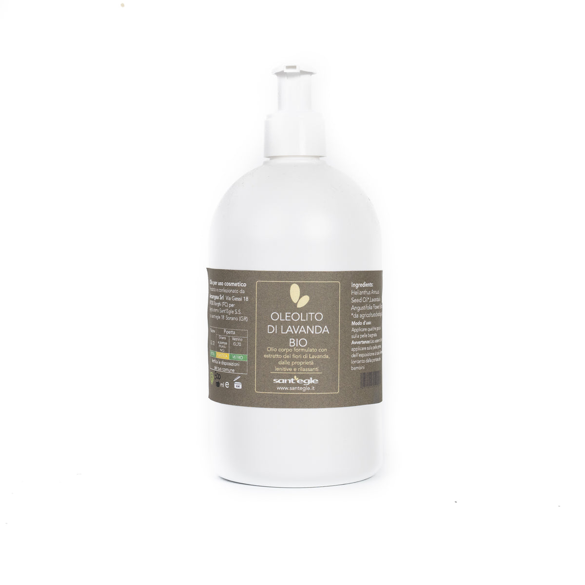Oleolito di Lavanda Biologico, cosmetico da 500 ml