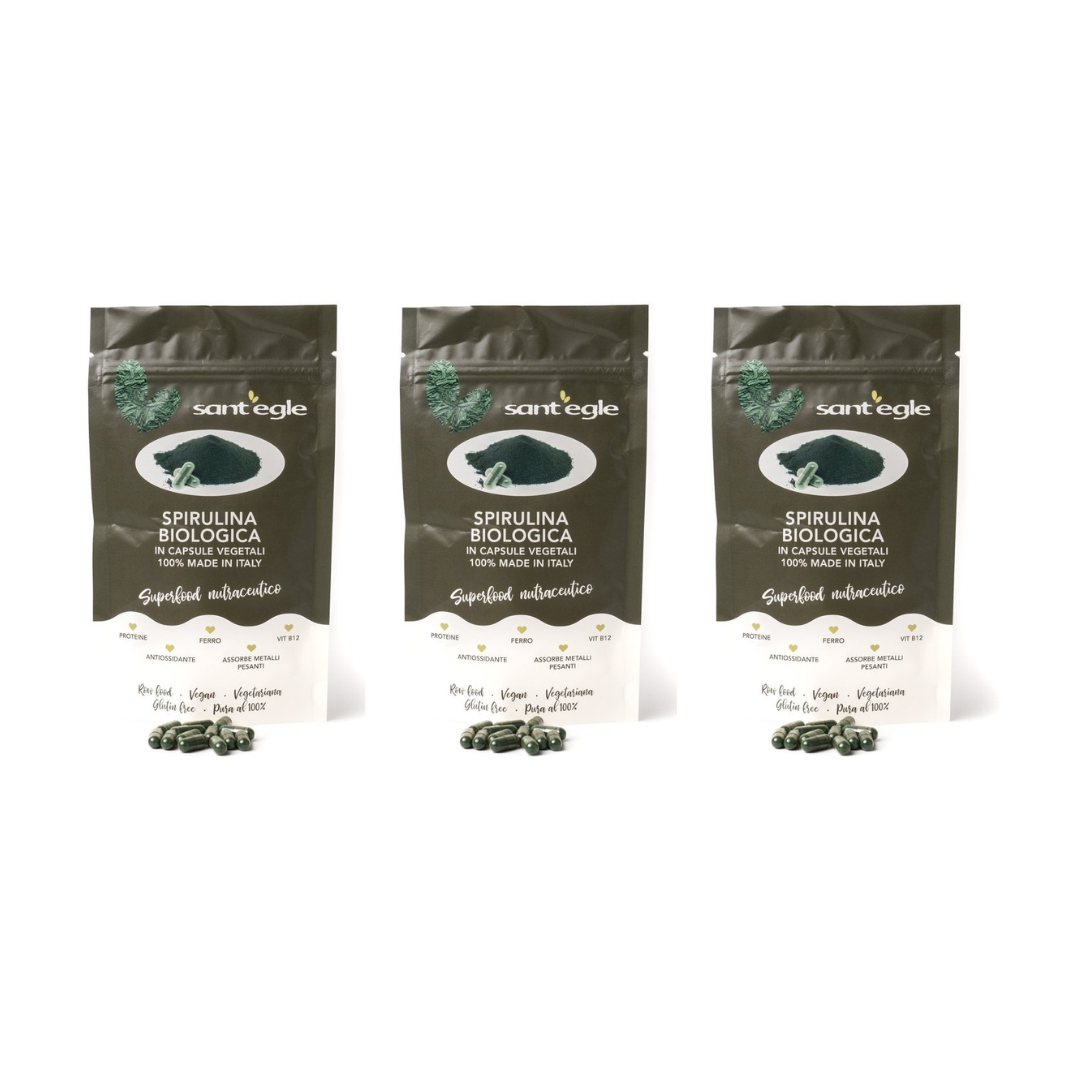 Spirulina biologica, 200 capsule da 500 mg