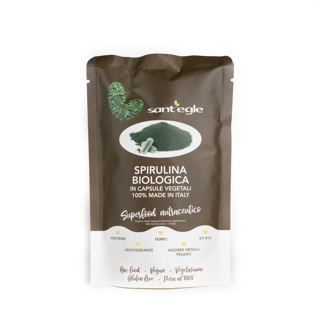 Spirulina biologica, 200 capsule da 500 mg