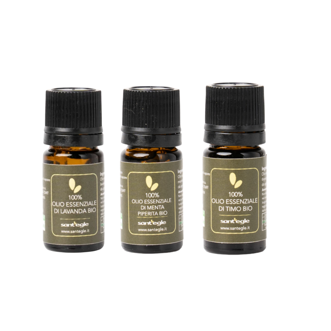 ANTI-MÜCKEN-SET, ätherische Öle Lavendel, Thymian und Pfefferminze 