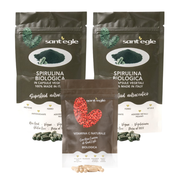 KIT 2 mesi Spirulina Biologica Italiana + VitC biologica in capsule
